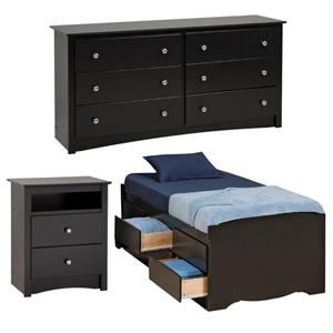home square 3-piece set with tall twin storage double dresser & tall night stand