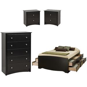 home square 4-piece set with tall storage bed 5-drawer chest & 2 nightstands