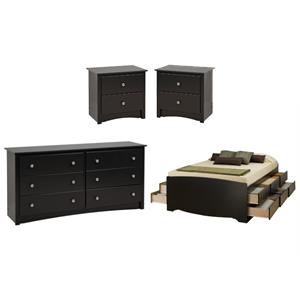home square 4-piece set with tall storage bed double dresser & 2 nightstands