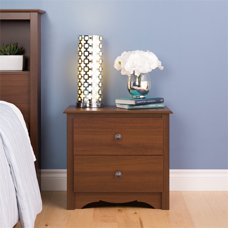 Home Square 2-Piece Furniture 2-Drawer Night Stand Set in Cherry