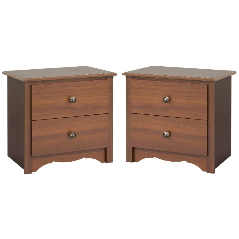 Home Square 2-Piece Furniture 2-Drawer Night Stand Set in Cherry