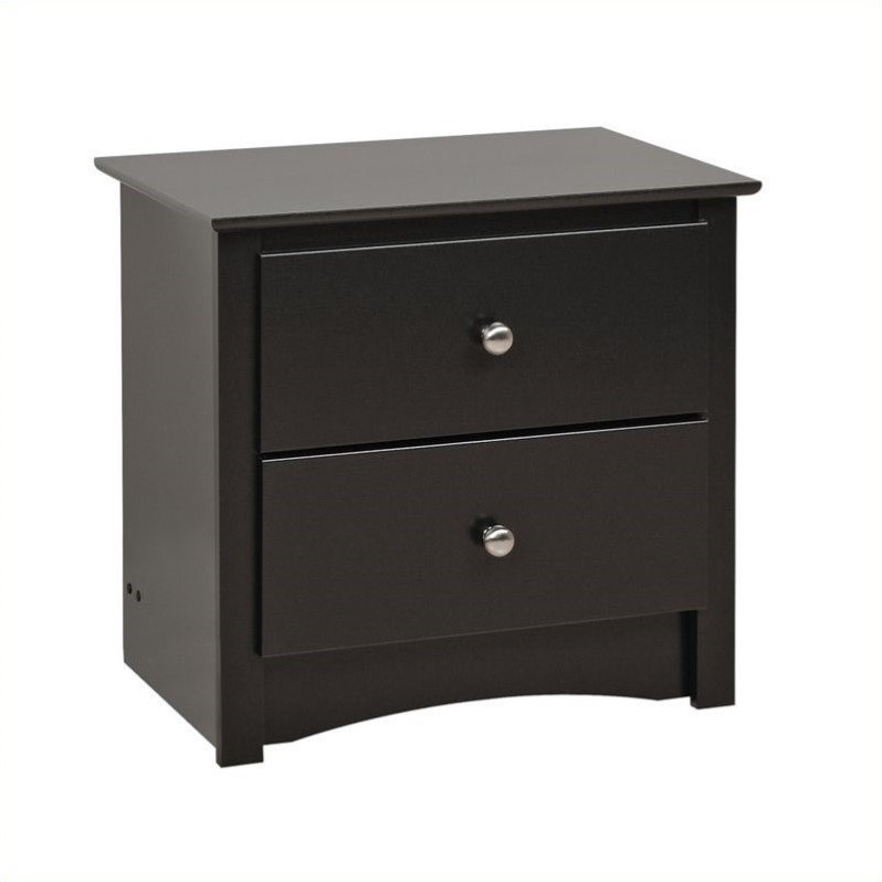 Home Square 2-Piece Furniture 2-Drawer Night Stand Set in Black