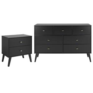 home square 2-piece set with modern 2 drawer nightstand and 7-drawer dresser