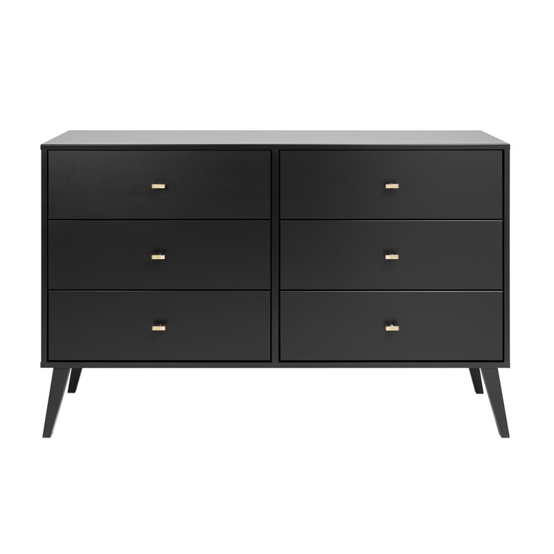 Home Square 3-Piece Set with 2 Modern 2-Drawer Nightstands and Double Dresser