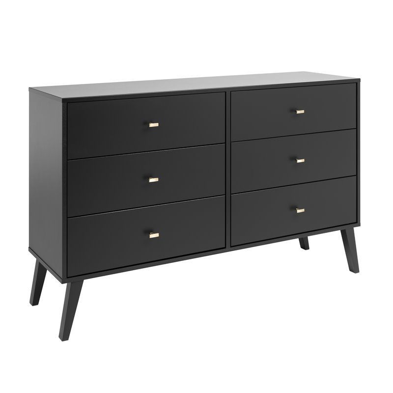 Home Square 3-Piece Set with 2 Modern 2-Drawer Nightstands and Double Dresser