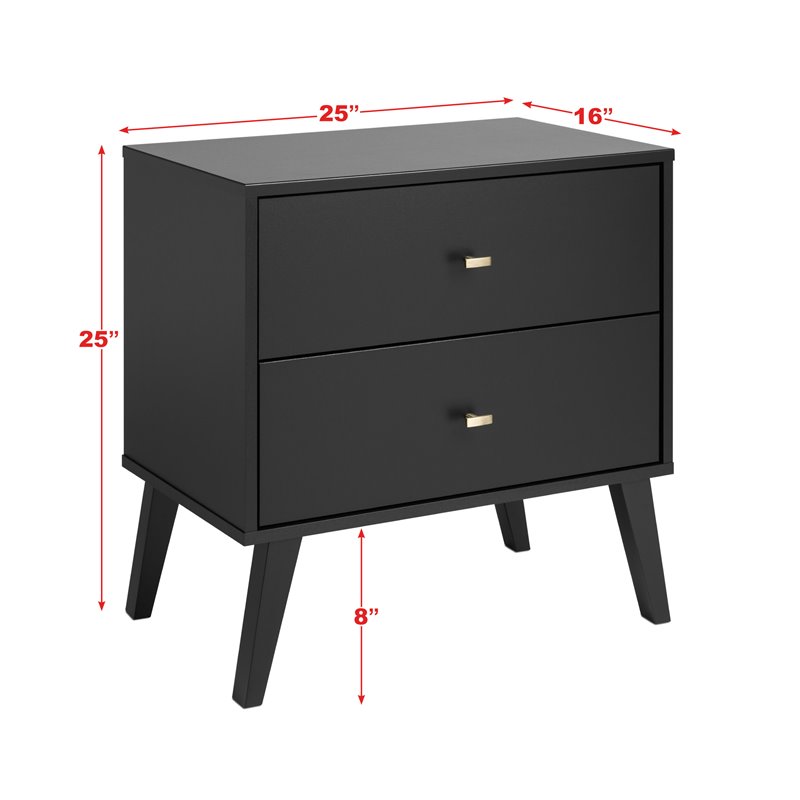 Home Square 3-Piece Set with 2 Modern 2-Drawer Nightstands and Double Dresser