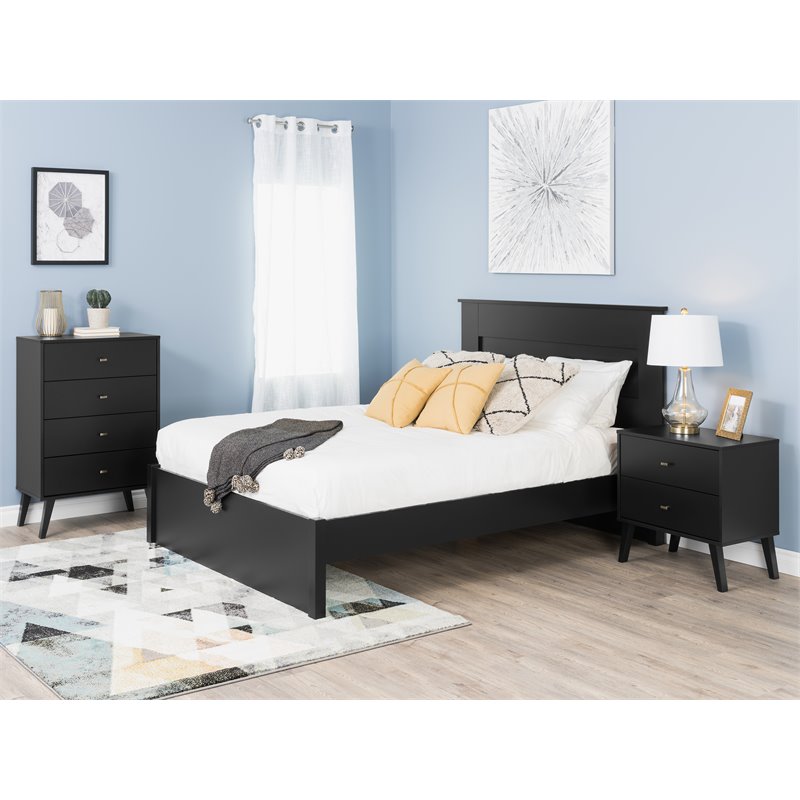 Home Square 3-Piece Set with 2 Modern 2-Drawer Nightstands and Double Dresser
