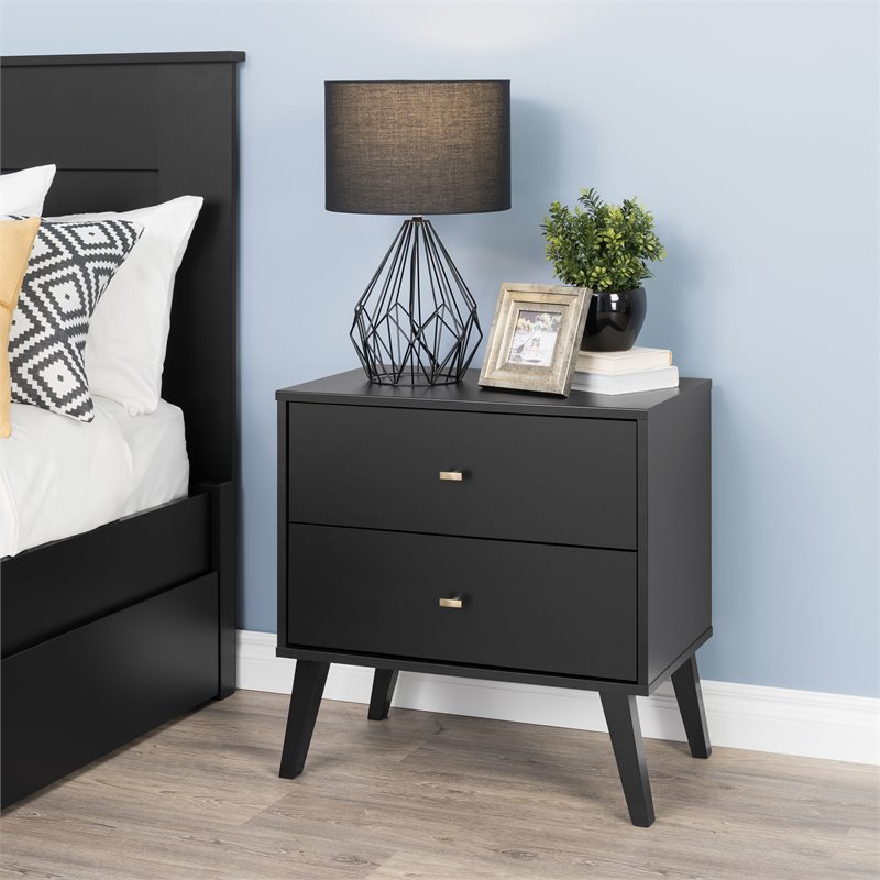 Home Square 3-Piece Set with 2 Modern 2-Drawer Nightstands and Double Dresser