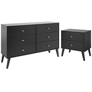home square 2-piece set with modern 2-drawer nightstand 6-drawer double dresser