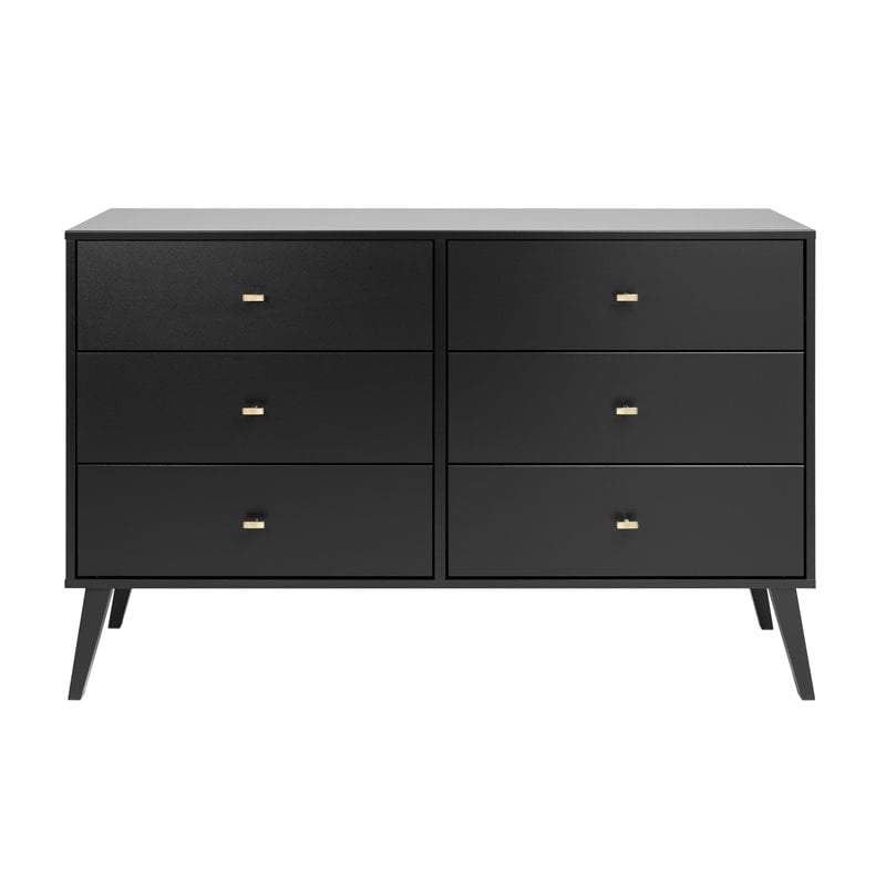 Home Square 3-Piece Set with 2 Modern Tall Nightstands & 6-Drawer Double Dresser