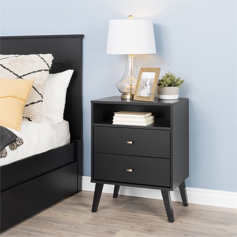 Home Square 3-Piece Set with 2 Modern Tall Nightstands & 6-Drawer Double Dresser