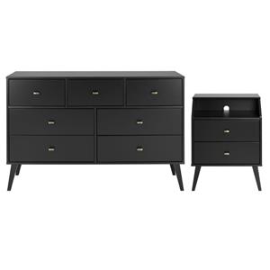home square 2-piece set with 2-drawer nightstand with cubby & 7-drawer dresser