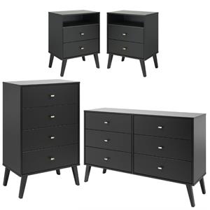 home square 4-piece set with 2 tall nightstands double dresser & tall chest