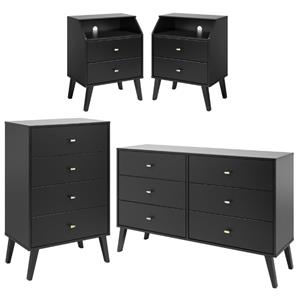 home square 4-piece set with 2 nightstands with cubby double dresser & chest