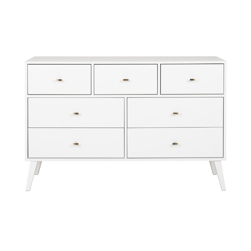 Home Square 3-Piece Set with 2 Nightstands and 7-Drawer Dresser in White