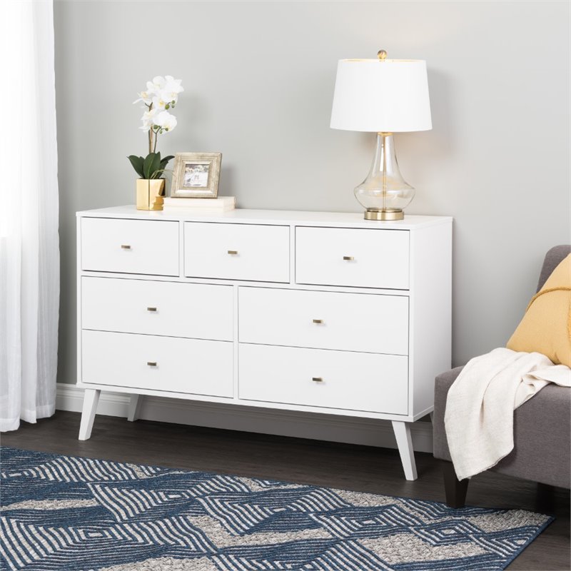 Home Square 3-Piece Set with 2 Nightstands and 7-Drawer Dresser in White