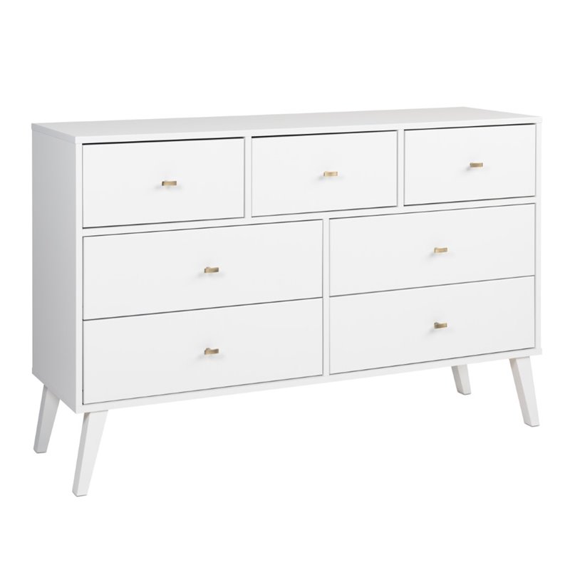 Home Square 3-Piece Set with 2 Nightstands and 7-Drawer Dresser in White