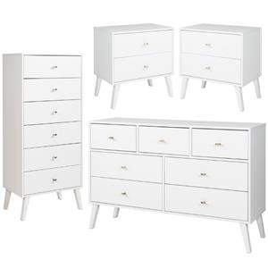 home square 4-piece set with 2 modern nightstands tall chest & 7-drawer dresser