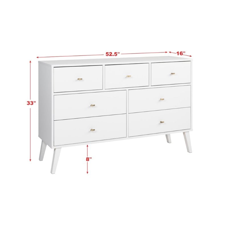 Home Square 2-Piece Set with Modern 7-Drawer Dresser & 4-Drawer Chest in White