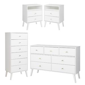 home square 4-piece set with 2 tall nightstands tall chest & 7-drawer dresser