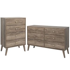 home square 2-piece set with modern 6-drawer double dresser & 4-drawer chest