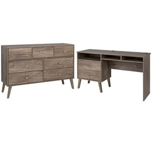 home square 2-piece set with modern 7 drawer dresser and 2-drawer computer desk