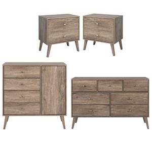 home square 4-piece set with 2 modern nightstands dresser & 4-drawer chest