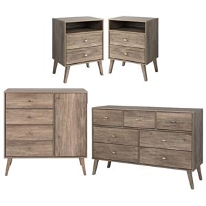 home square 4-piece set with 2 tall nightstands dresser and 4-drawer chest