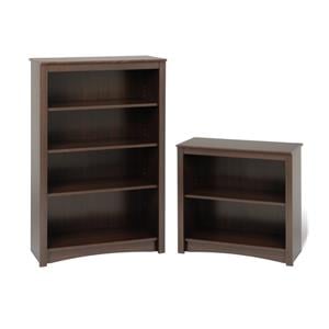 Home Square 2-Piece Set with 29&quot 2 Shelf and 48&quot 4 Shelf Bookcase in Espresso