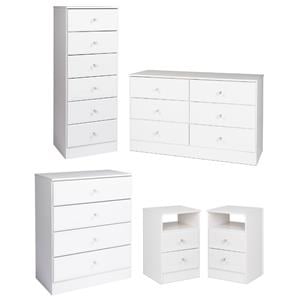 home square 5-piece set with double dresser tall chest chest & 2 nightstands