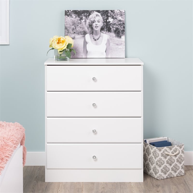 Home Square 3-Piece Set with 2 Nightstands and 4-Drawer Chest in White