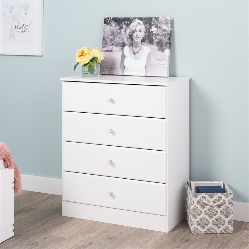Home Square 3-Piece Set with 2 Nightstands and 4-Drawer Chest in White