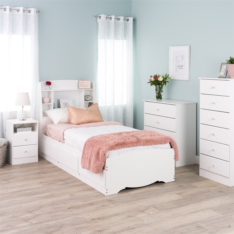 Home Square 3-Piece Set with 2 Nightstands and 4-Drawer Chest in White