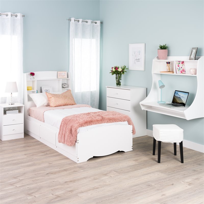 Home Square 3-Piece Set with 2 Nightstands and 6-Drawer Tall Chest in White