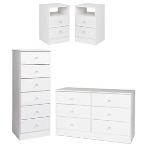 home square 4-piece set with 2 nightstands double dresser & 6-drawer tall chest