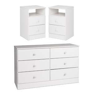 home square 3-piece set with 2 2-drawer nightstands & 6-drawer double dresser