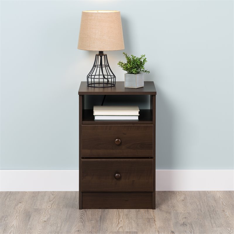 Home Square 2-Piece Furniture 2-Drawer Nightstand Set in Espresso