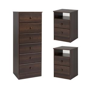 home square 3-piece set with 2 nightstands and 6-drawer lingerie chest