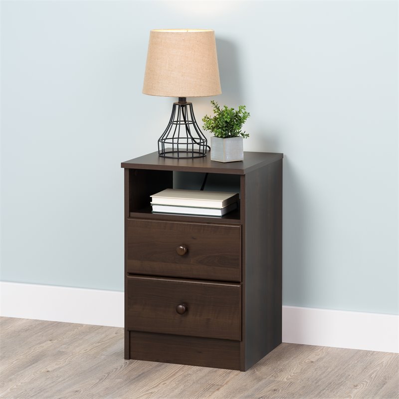 Home Square 3-Piece Set with 2 Nightstands and 4-Drawer Chest in Espresso