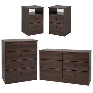 home square 4-piece set with 2 nightstands 6-drawer double dresser and chest
