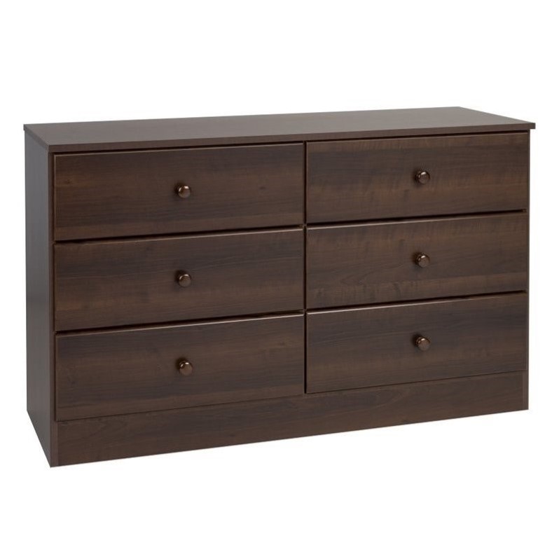 Home Square 3-Piece Set with Lingerie Chest Double Dresser & Chest in Espresso