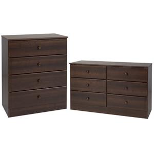 home square 2-piece set with 6-drawer double dresser 4-drawer chest in espresso