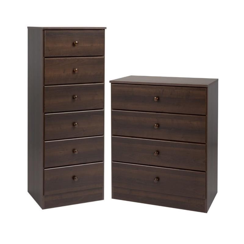 Home Square 2-Piece Set with 6-Drawer Lingerie Chest 4-Drawer Chest in Espresso