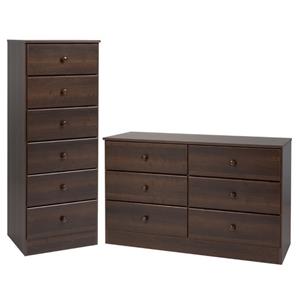 home square 2-piece set with 6-drawer lingerie chest & 6-drawer double dresser