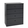 Home Square 4-Piece Set with 2 Nightstands Double Dresser and Chest in Black