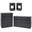 Home Square 4-Piece Set with 2 Nightstands Double Dresser and Chest in Black