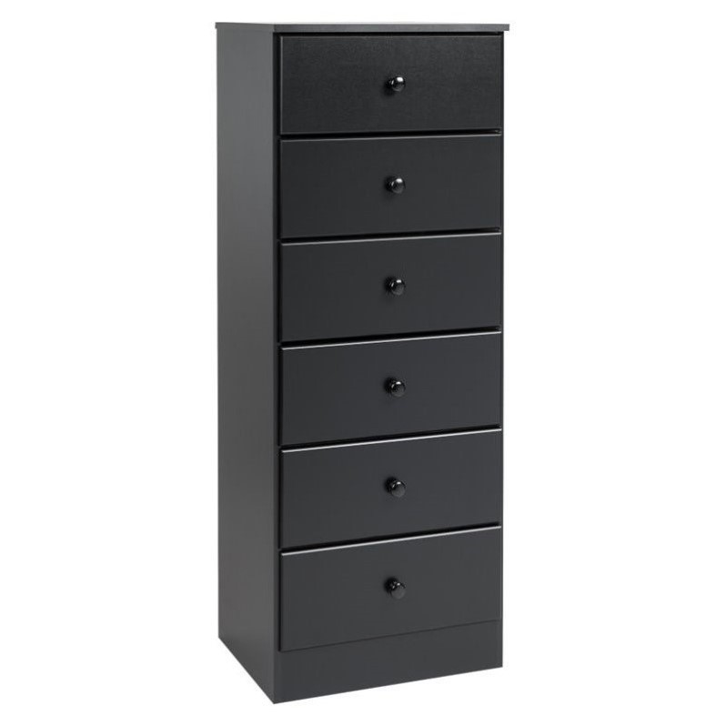 Home Square 3-Piece Set with 2 Nightstands & 6-Drawer Lingerie Chest in Black