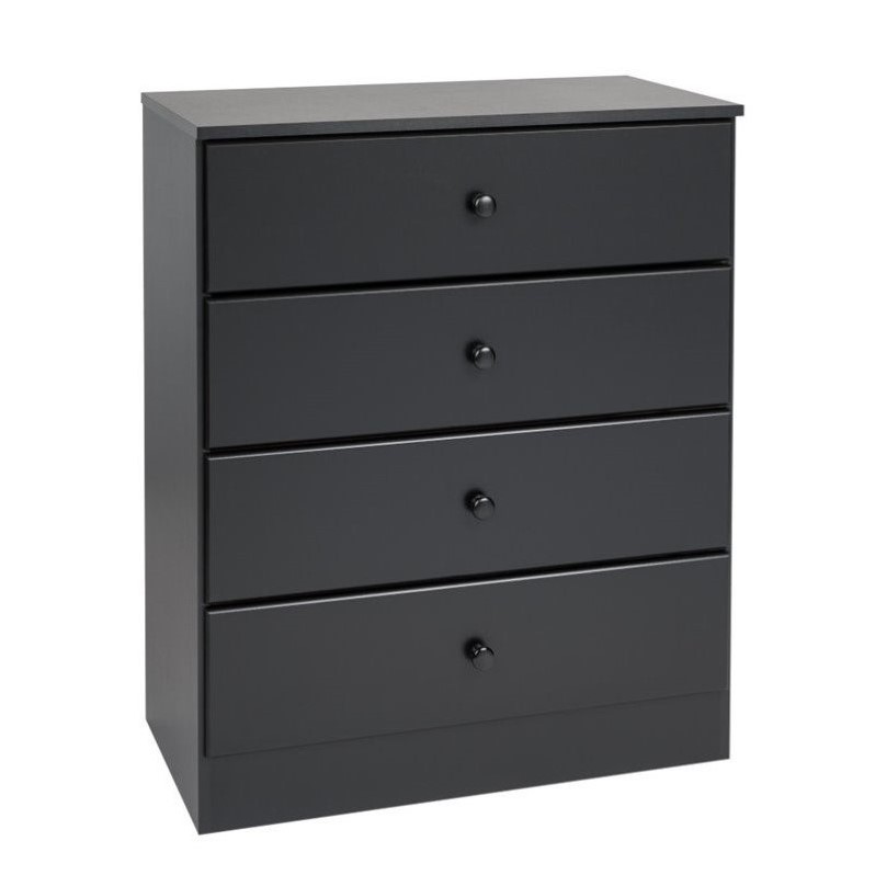 Home Square 3-Piece Furniture Set with 2 Nightstands and 4-Drawer Chest in Black