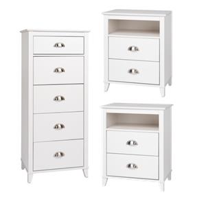 home square 3-piece set with 2 2-drawer nightstands & 5-drawer lingerie chest
