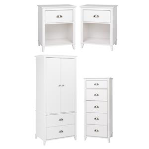 home square 4-piece set with 2 nightstands lingerie chest and wardrobe armoire
